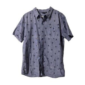 Star Wars Blue with Darth Vader Button Down Short Sleeve Shirt Size XL